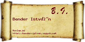 Bender István névjegykártya
